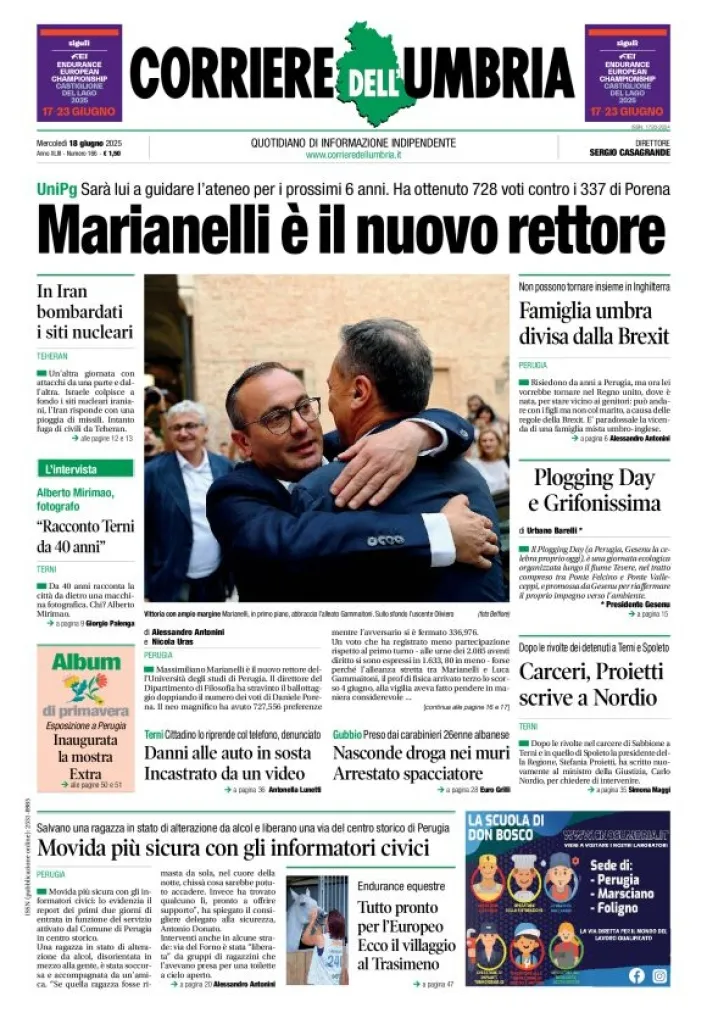 Prima-pagina-corriere umbria-del-2025-06-18